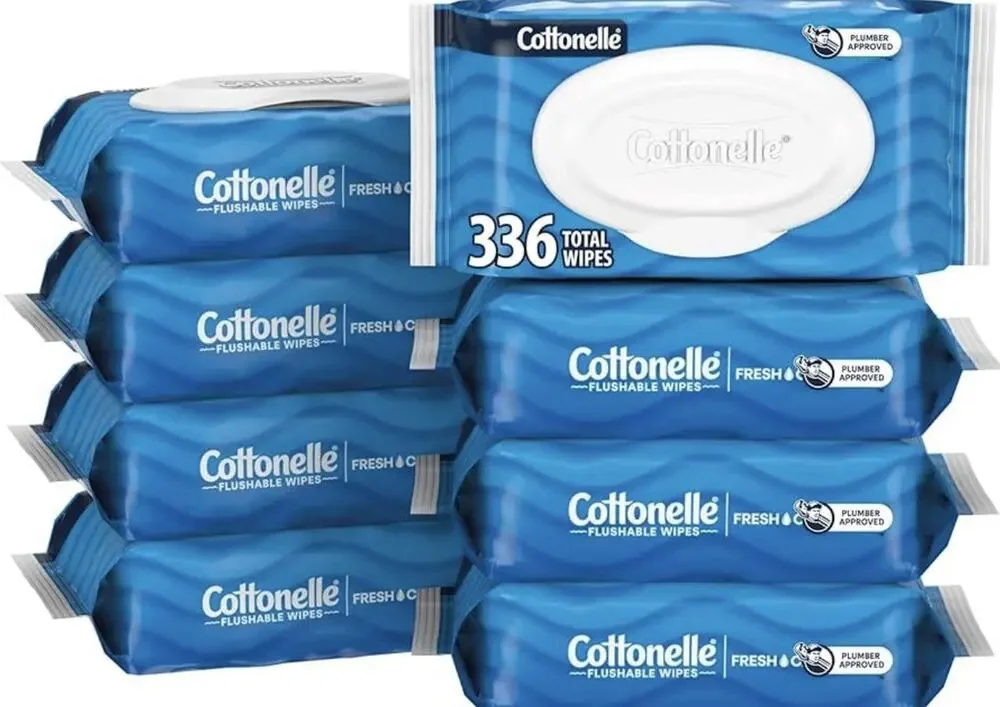 Cottonelle FreshFeel Flushable Wet Wipes for Adults and Kids, 8 Flip-Top Packs